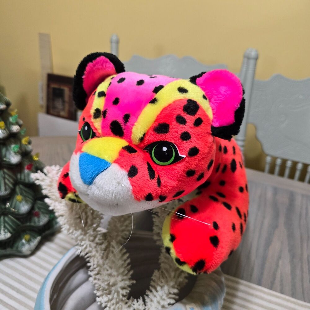 Vintage 80s Rainbow Cheetah Plush Lisa Frank Hunter Inspired 22"